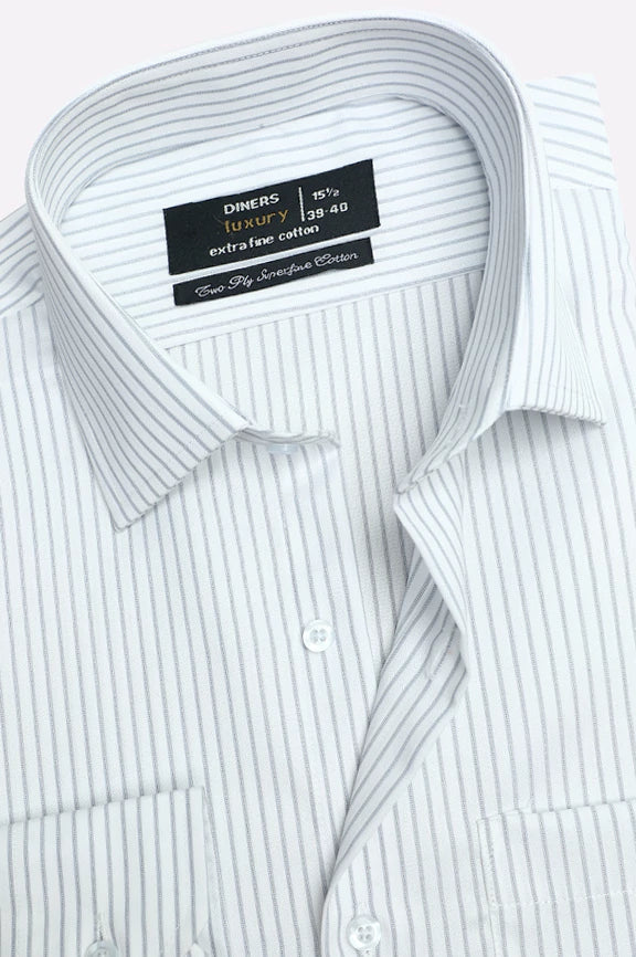 White Hairline Stripe Formal Shirt - Image 2