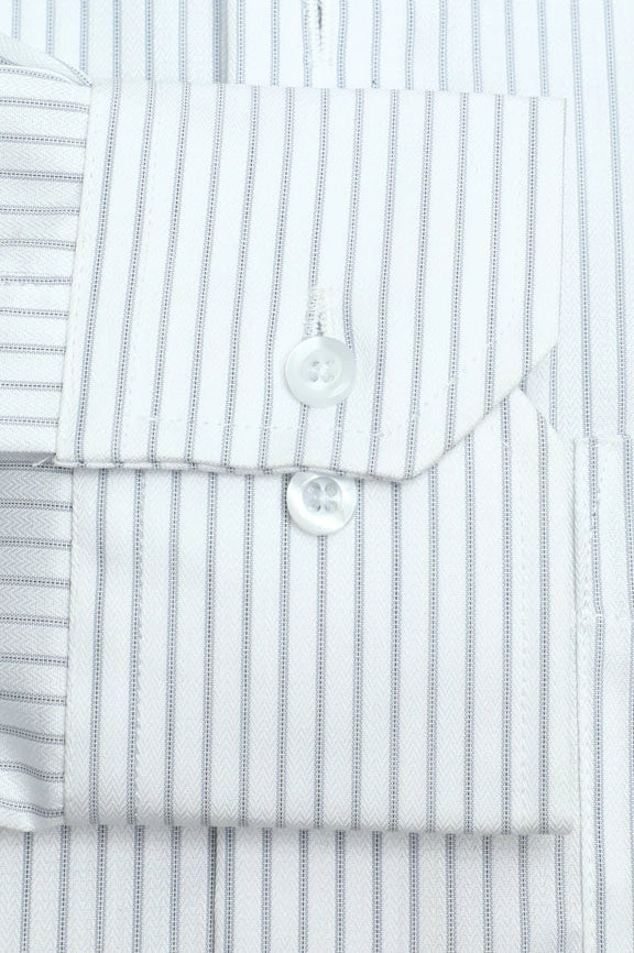 White Hairline Stripe Formal Shirt - Image 3