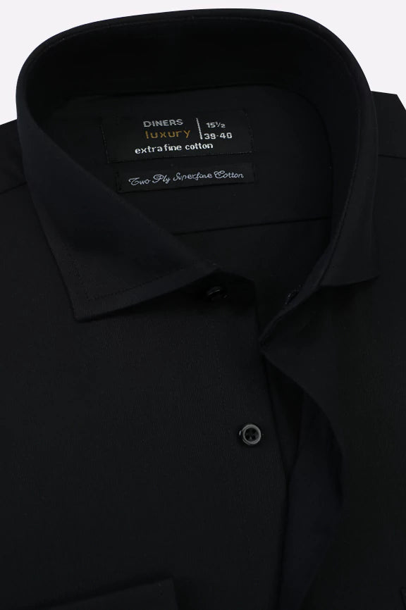 Black Plain Formal Shirt - Image 2