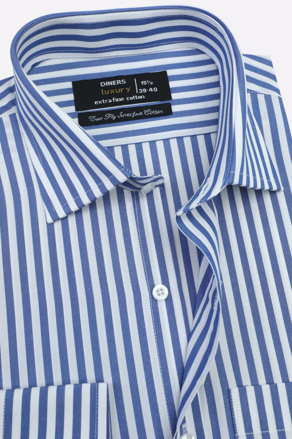 Blue Stripes Formal Shirt - Image 2