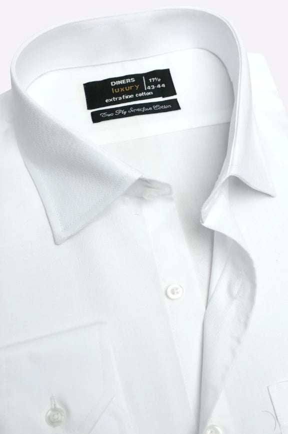 White Twill Self Formal Shirt - Image 2