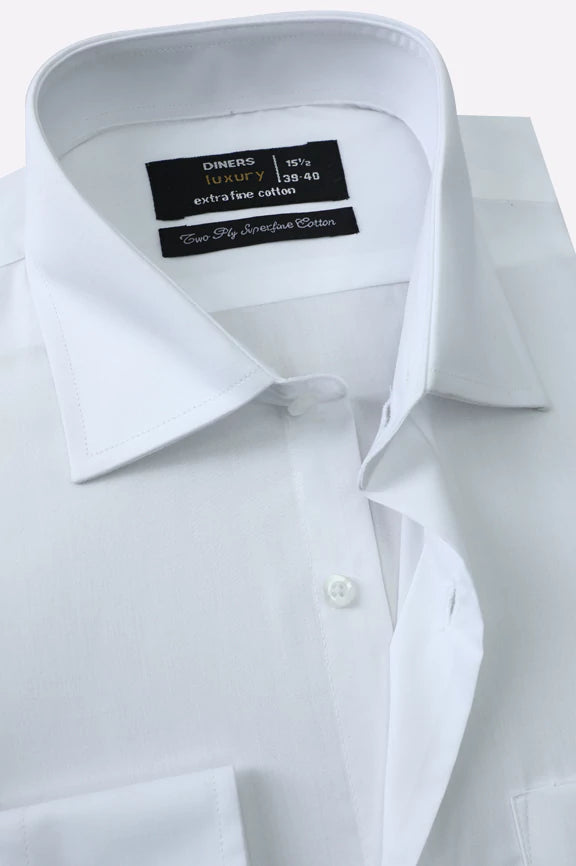 White Self Textured Formal Shirt - Image 2