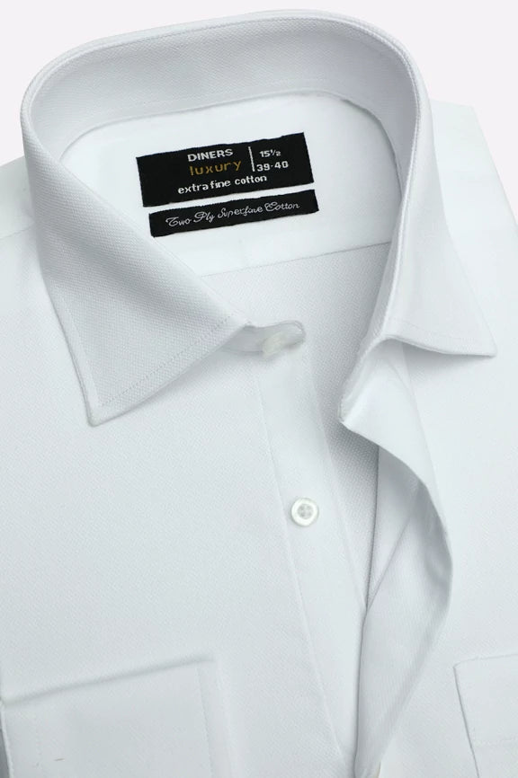 White Self Formal Shirt - Image 2