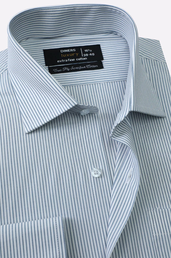 Blue Pinstripe Formal Shirt - Image 2