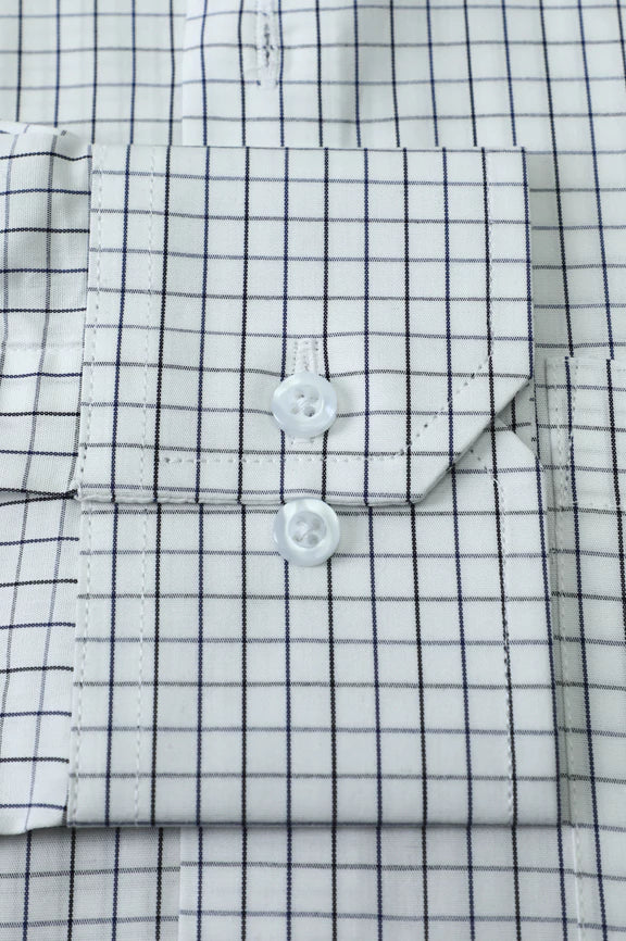 White Windowpane Check Formal Shirt - Image 3