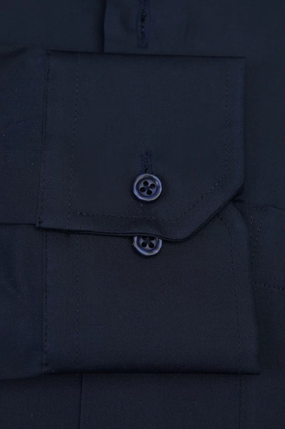 Navy Blue Plain Formal Shirt - Image 3