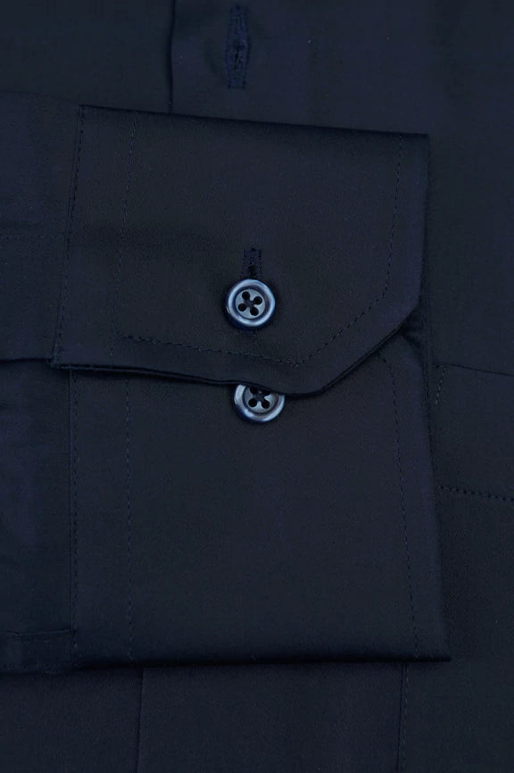 Navy Blue Plain Formal Shirt - Image 3