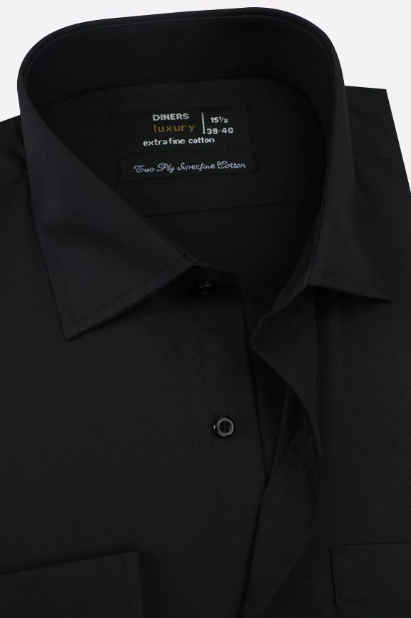 Black Plain Formal Shirt - Image 2