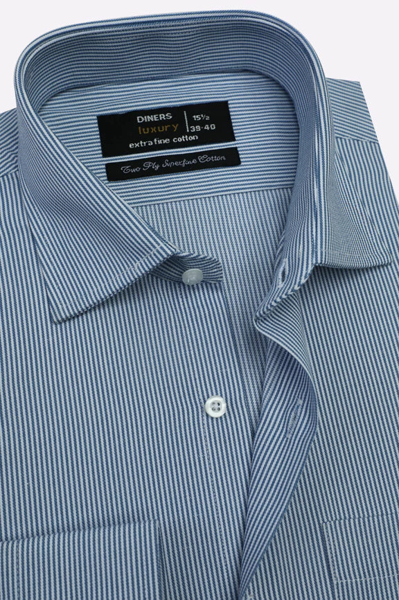 Blue Stripes Formal Shirt - Image 2