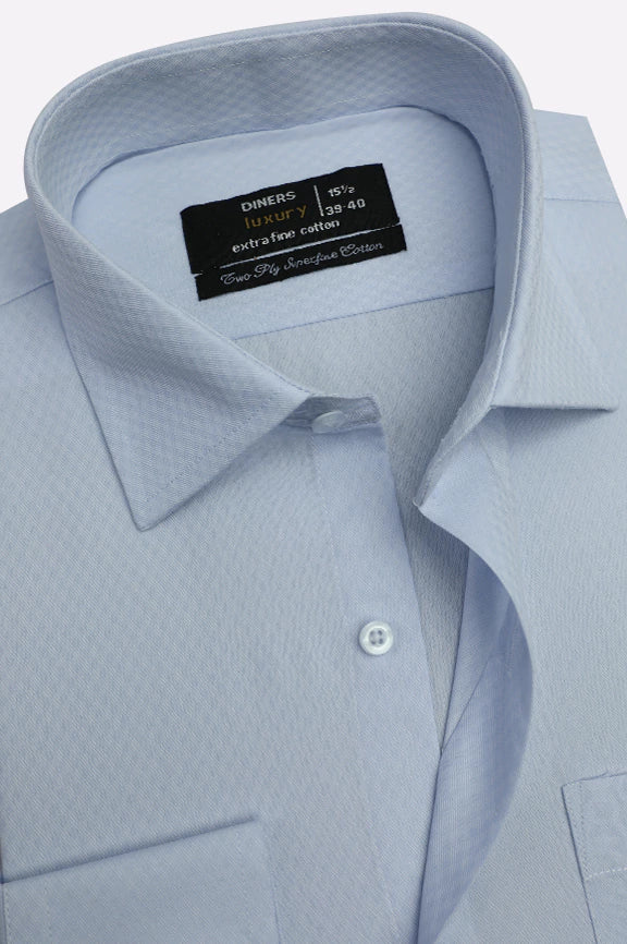 Sky Blue Self Formal Shirt - Image 2