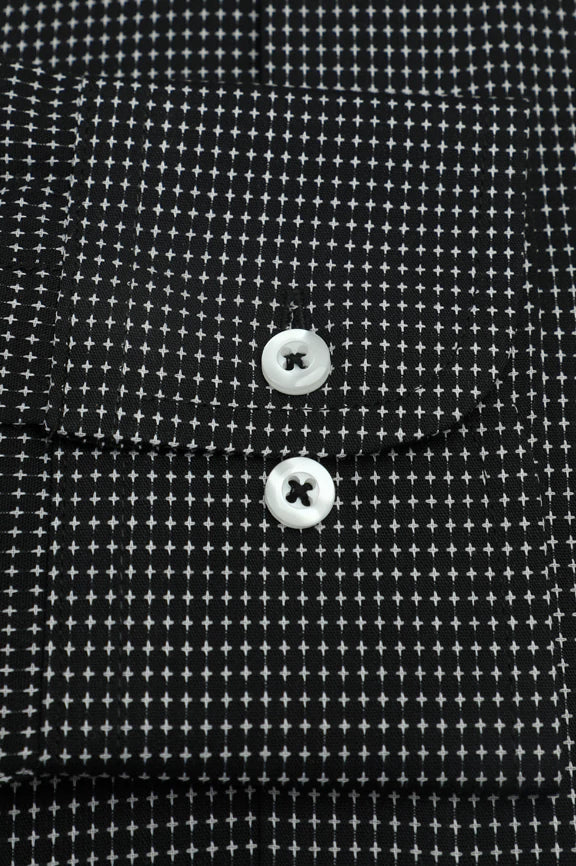 Black Micro Print Formal Shirt - Image 4