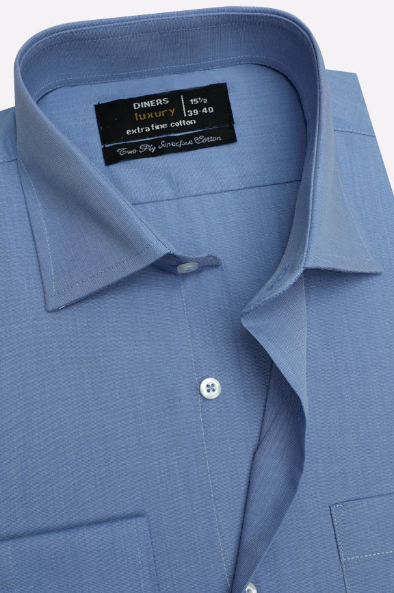 Blue Plain Formal Shirt - Image 2
