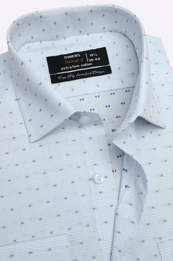 Blue Self Design Formal Shirt - Image 2