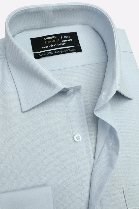 Sky Blue Self Formal Shirt - Image 2