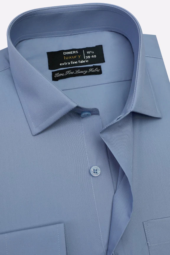 Blue Plain Formal Shirt - Image 2