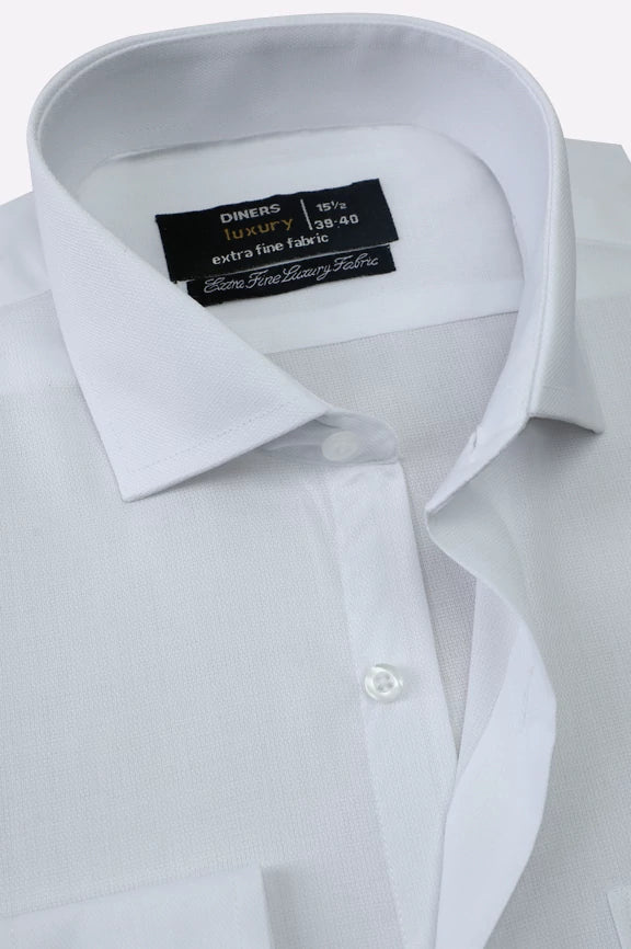 White Self Stripe formal shirt - Image 2