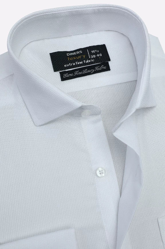 Textured White Formal Shirt - Image 2
