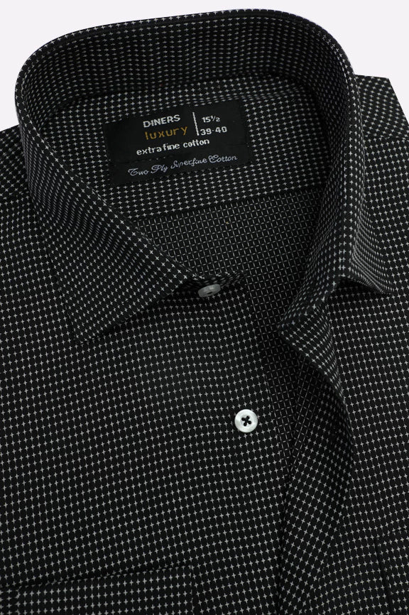 Black Micro Print Formal Shirt - Image 2