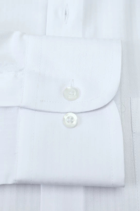 White Self Stripes Formal Shirt - Image 4