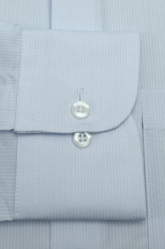 Sky Blue Self Stripes Formal Shirt - Image 4