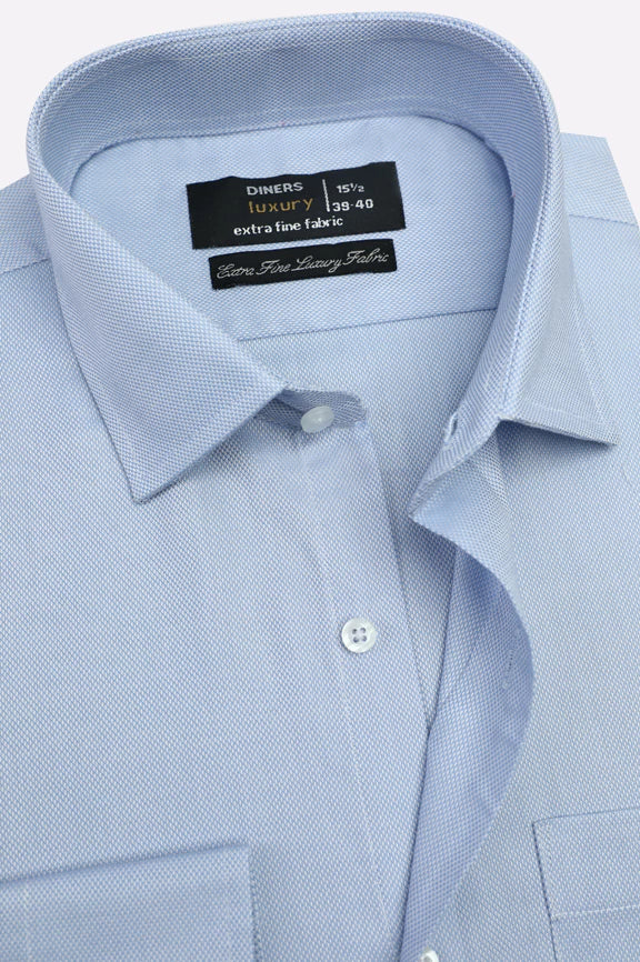 Textured Sky Blue Formal Shirt - Image 2