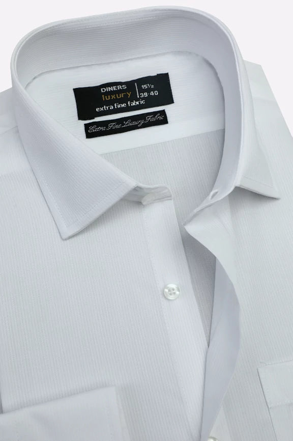 White Self Formal Shirt - Image 2