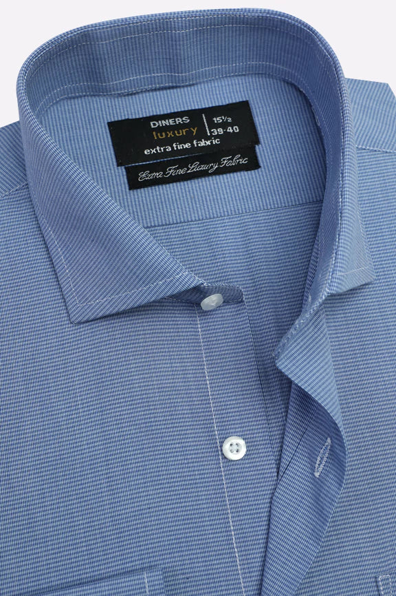 Blue Pin Check Formal Shirt - Image 2