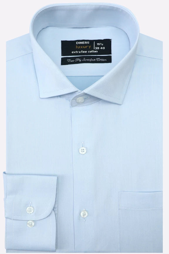 Sky Blue Twill Textured Formal Shirt