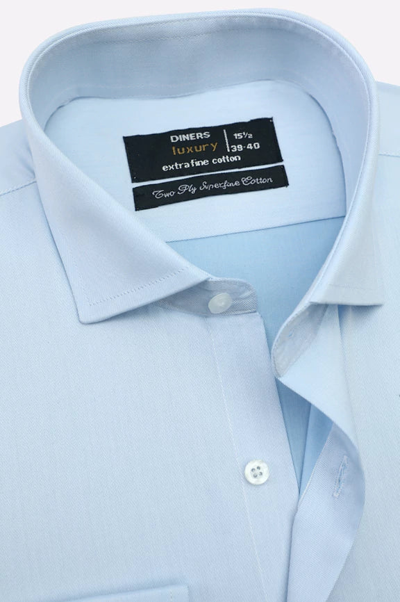 Sky Blue Twill Textured Formal Shirt - Image 2