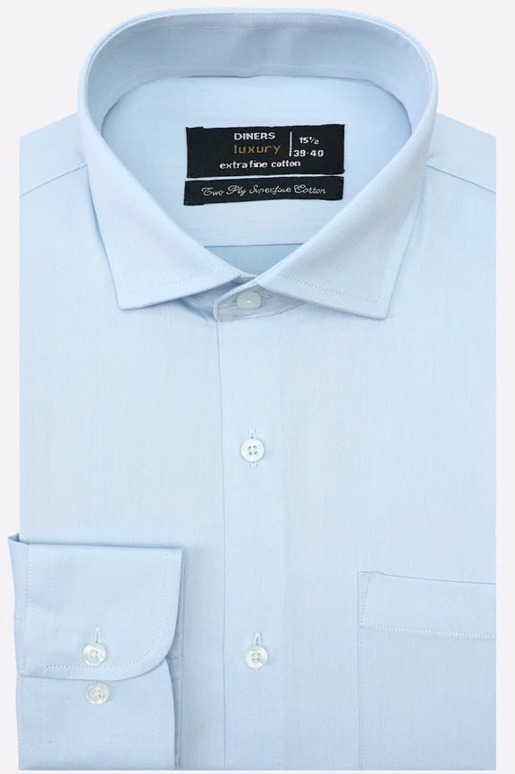 Sky Blue Twill Textured Formal Shirt