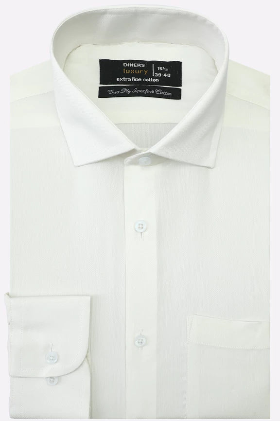 Off White Self Textured Formal Shirt