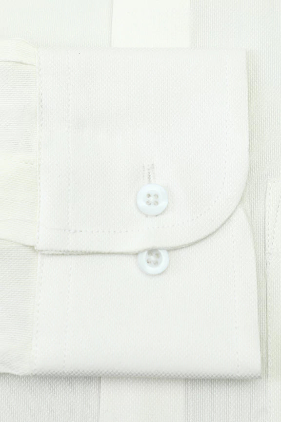 Off White Self Textured Formal Shirt - Image 3