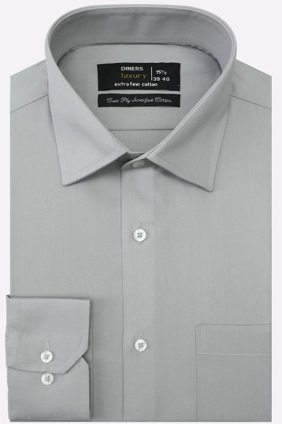 Grey Twill Textured Formal Shirt