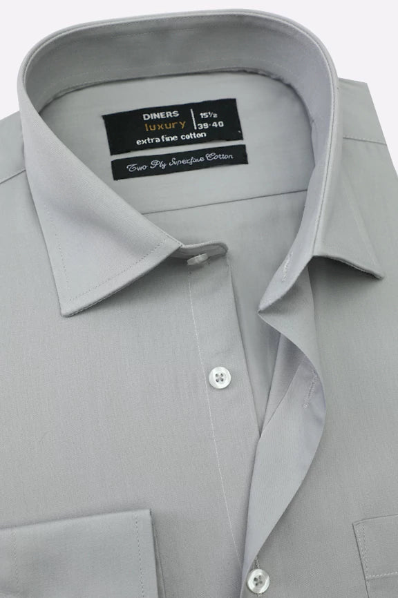 Grey Twill Textured Formal Shirt - Image 2