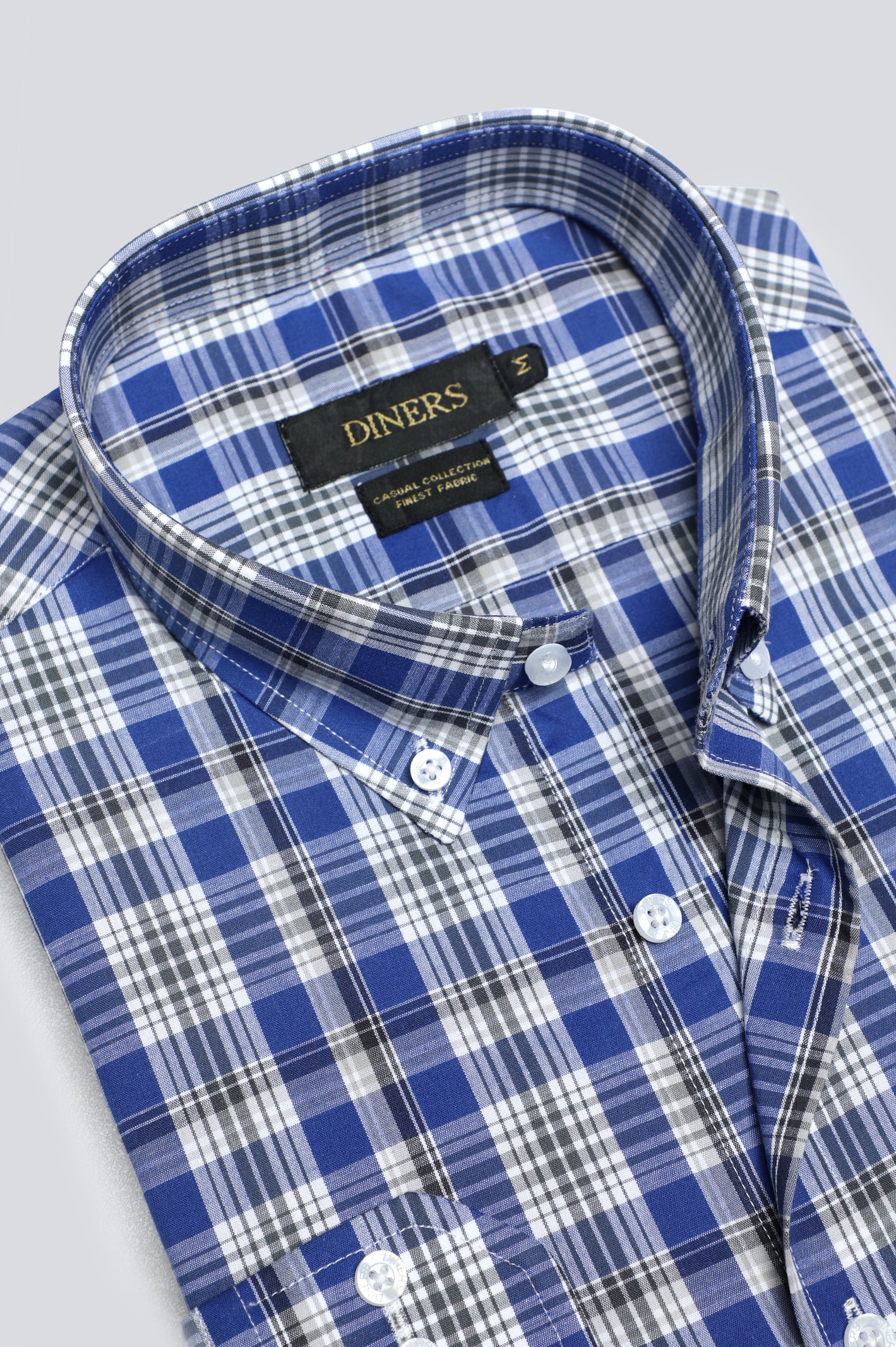 Royal Blue Tattersall Check Casual Shirt - Image 4