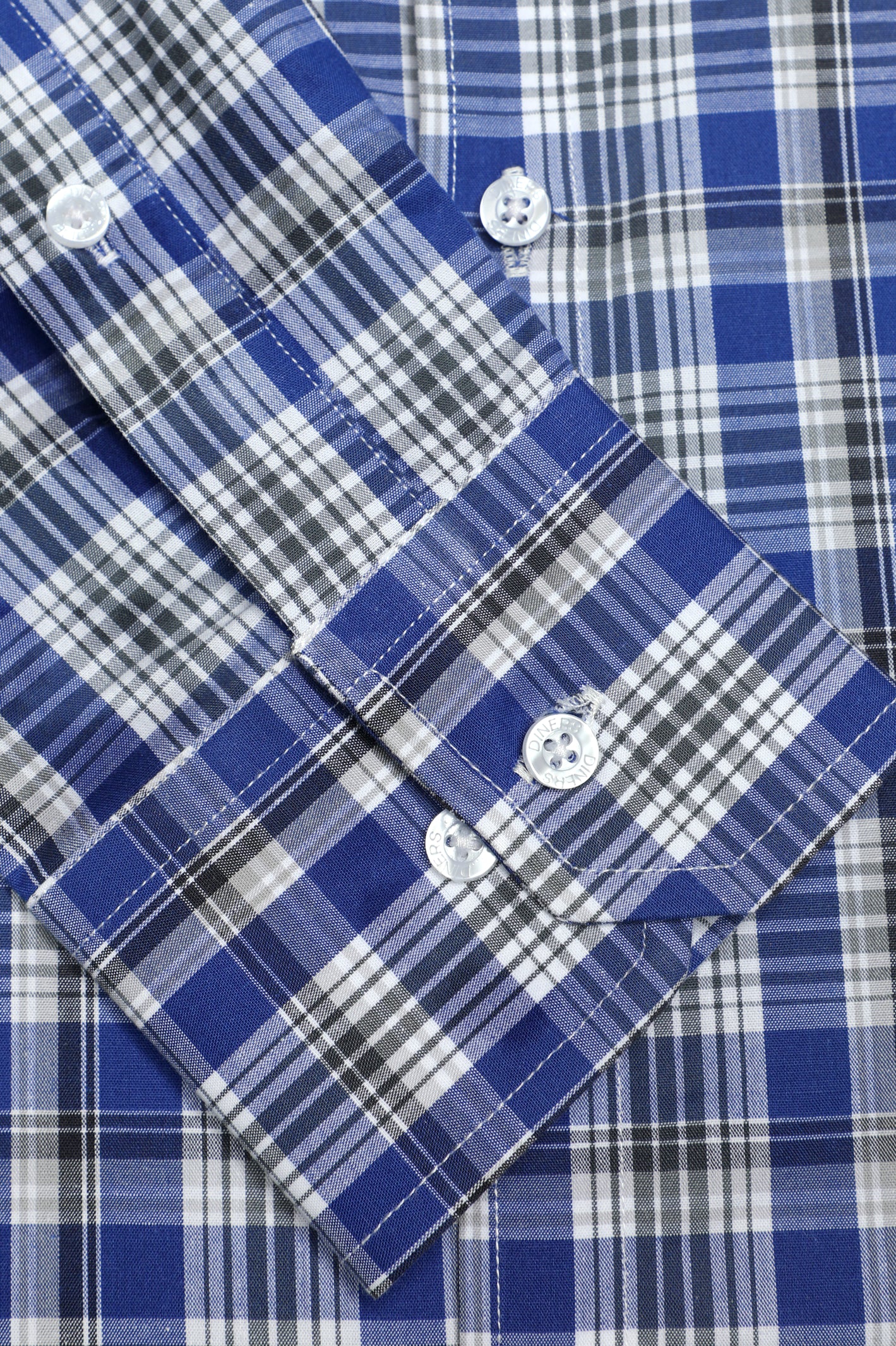 Royal Blue Tattersall Check Casual Shirt - Image 5