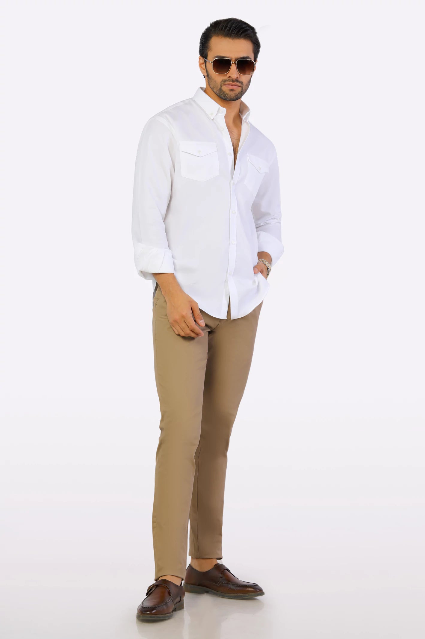 White Plain Casual Shirt - Image 2