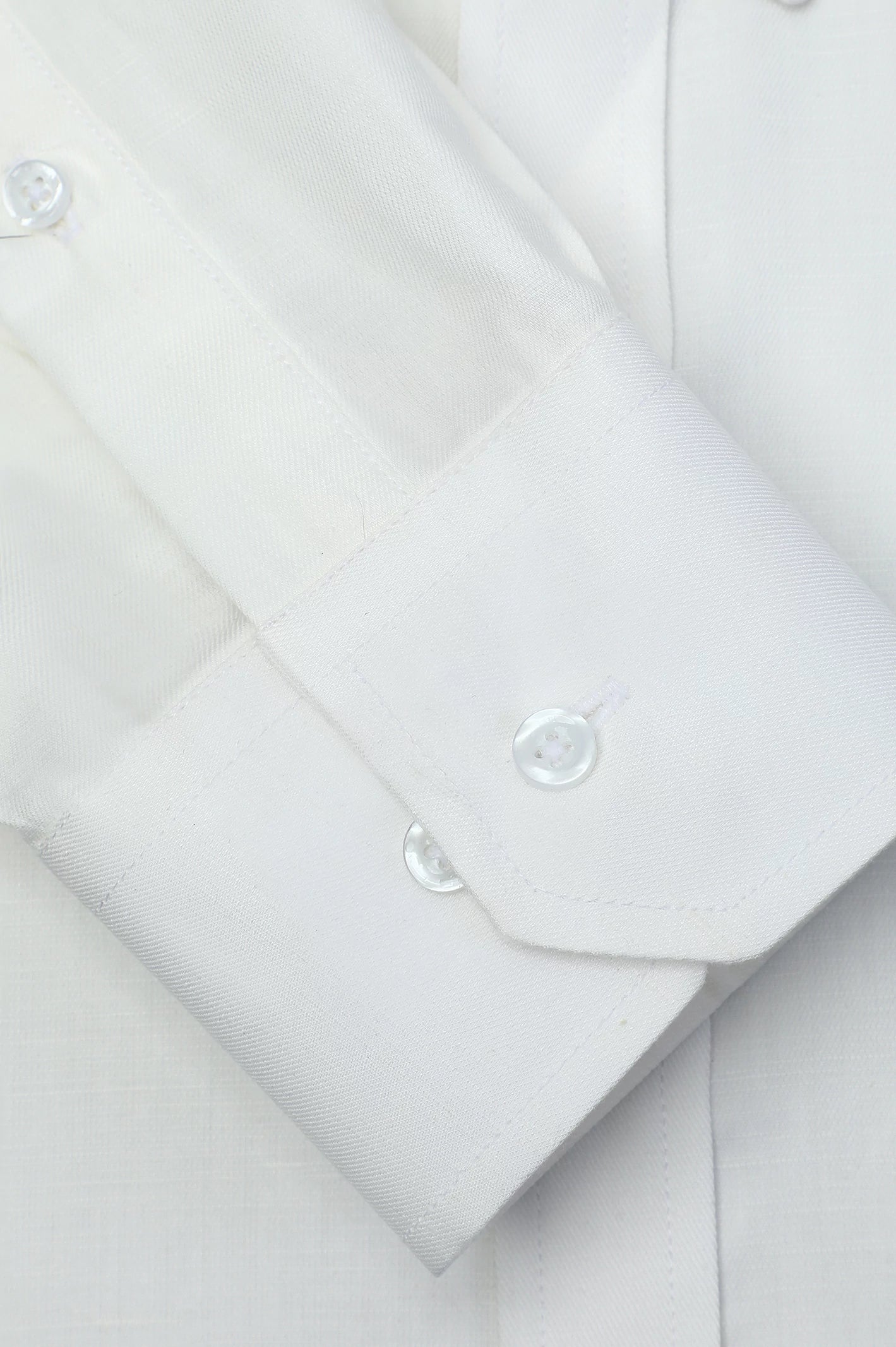 White Twill Textured Casual Shirt - Image 3