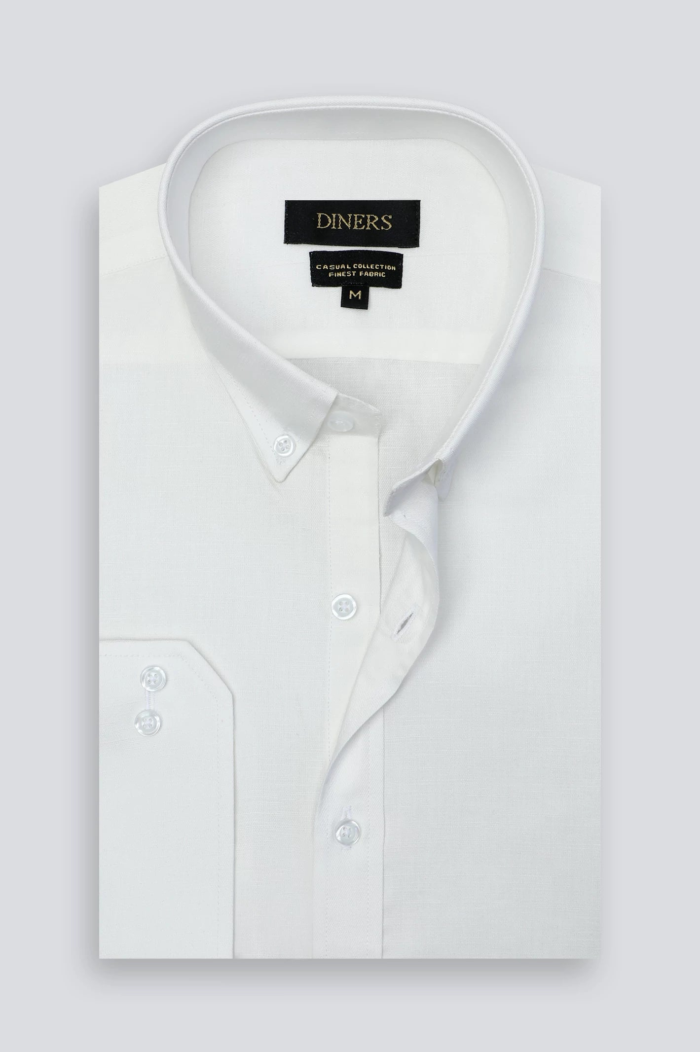 White Twill Textured Casual Shirt - Image 4