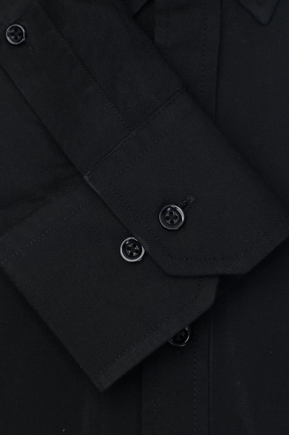 Black Oxford Plain Casual Shirt - Image 3