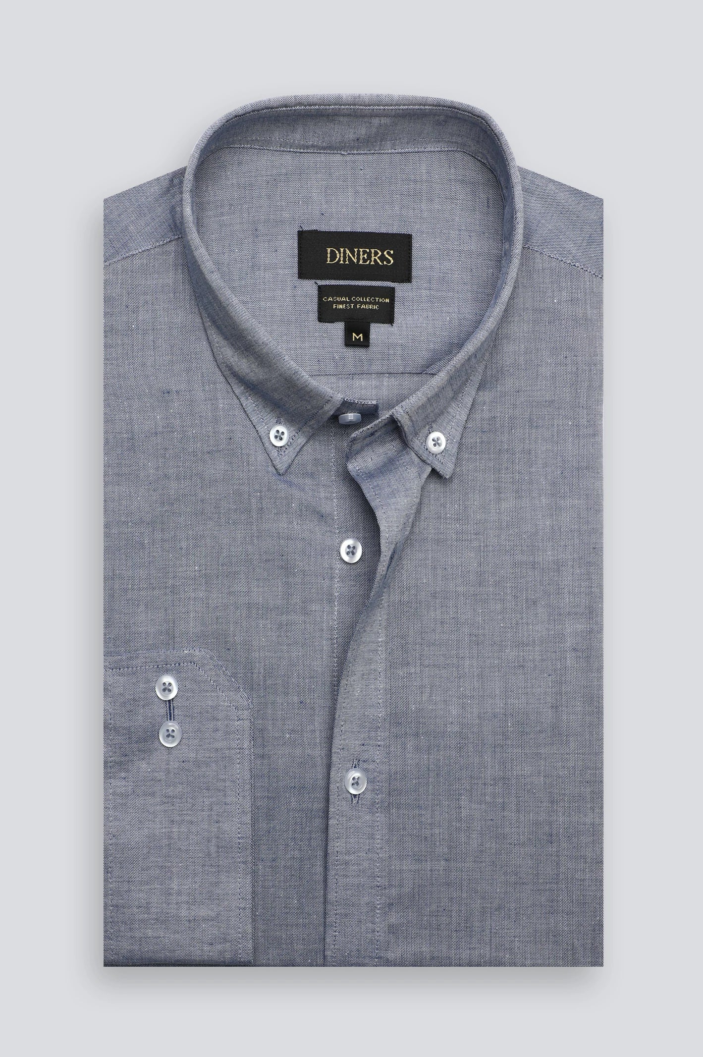 Blue Textured Casual Shirt - Image 4