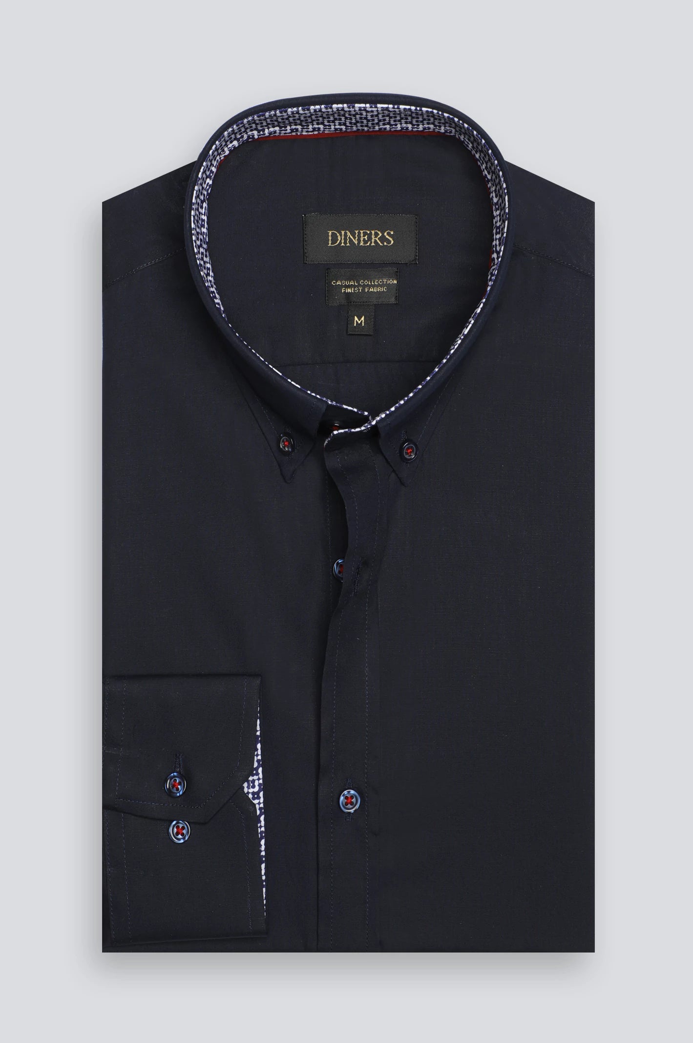 Navy Blue Plain Casual Shirt - Image 4