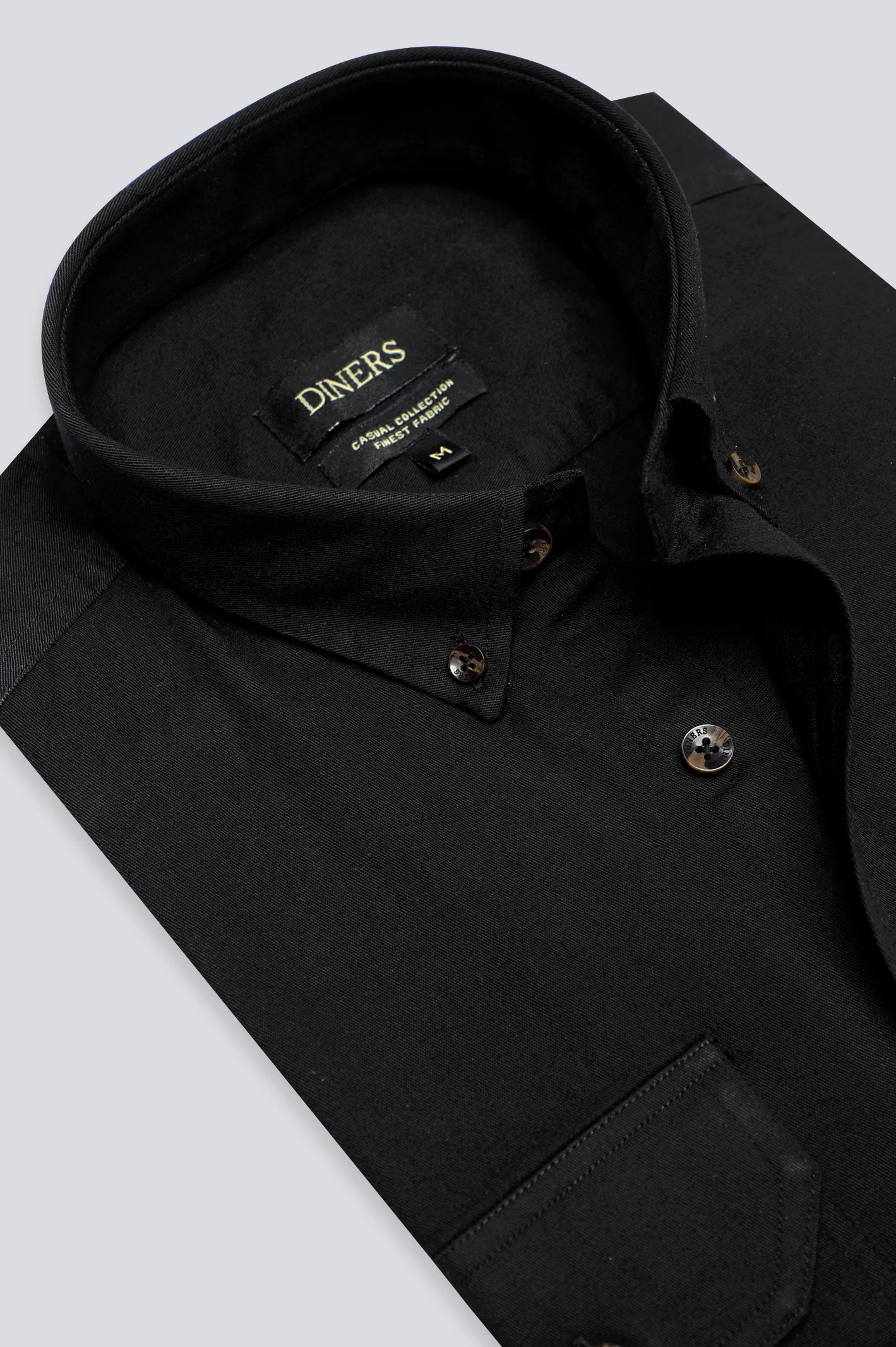 Black Twill Textured Casual Shirt - Image 2