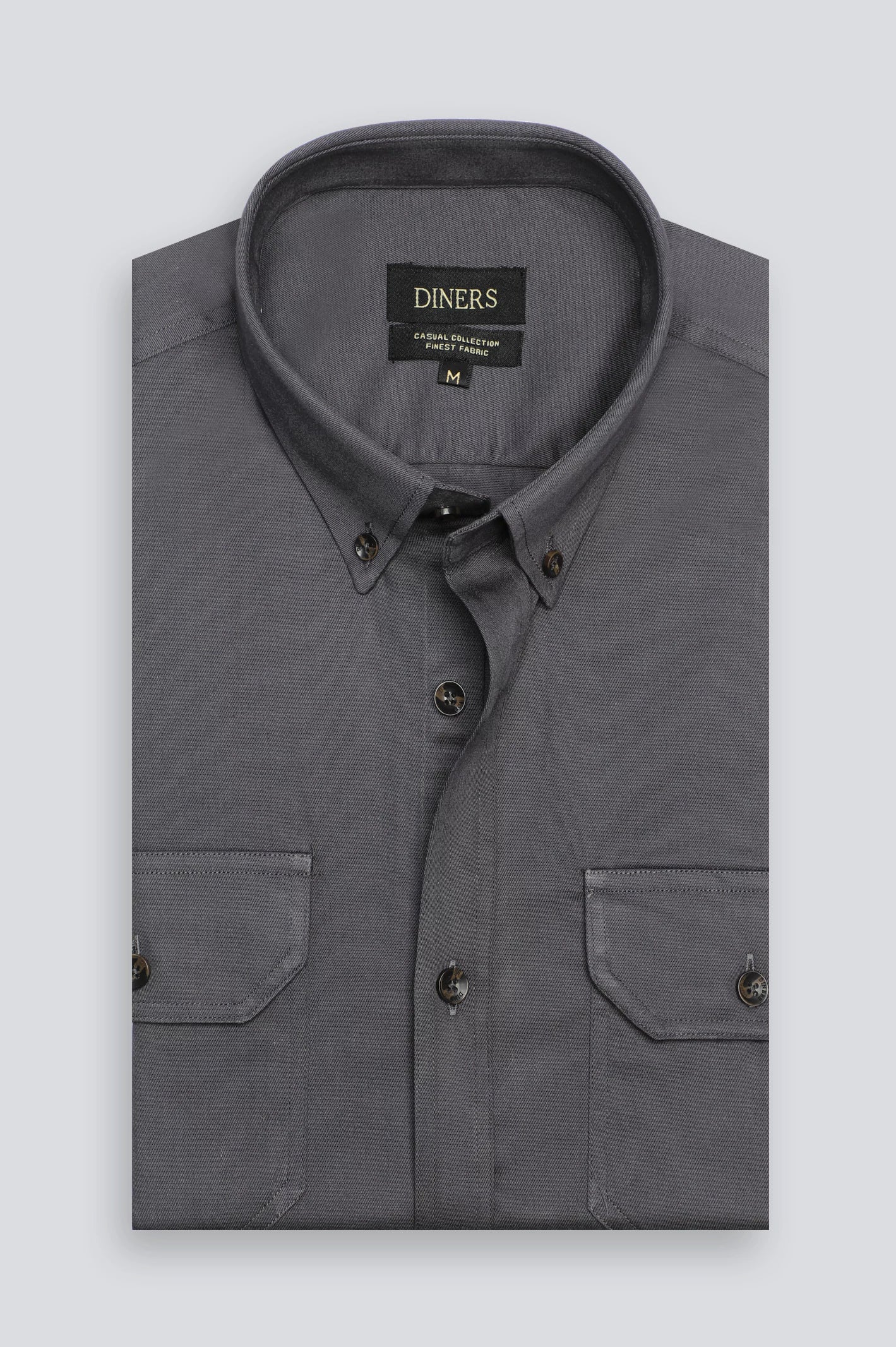 Dark Grey Plain Casual Shirt - Image 4