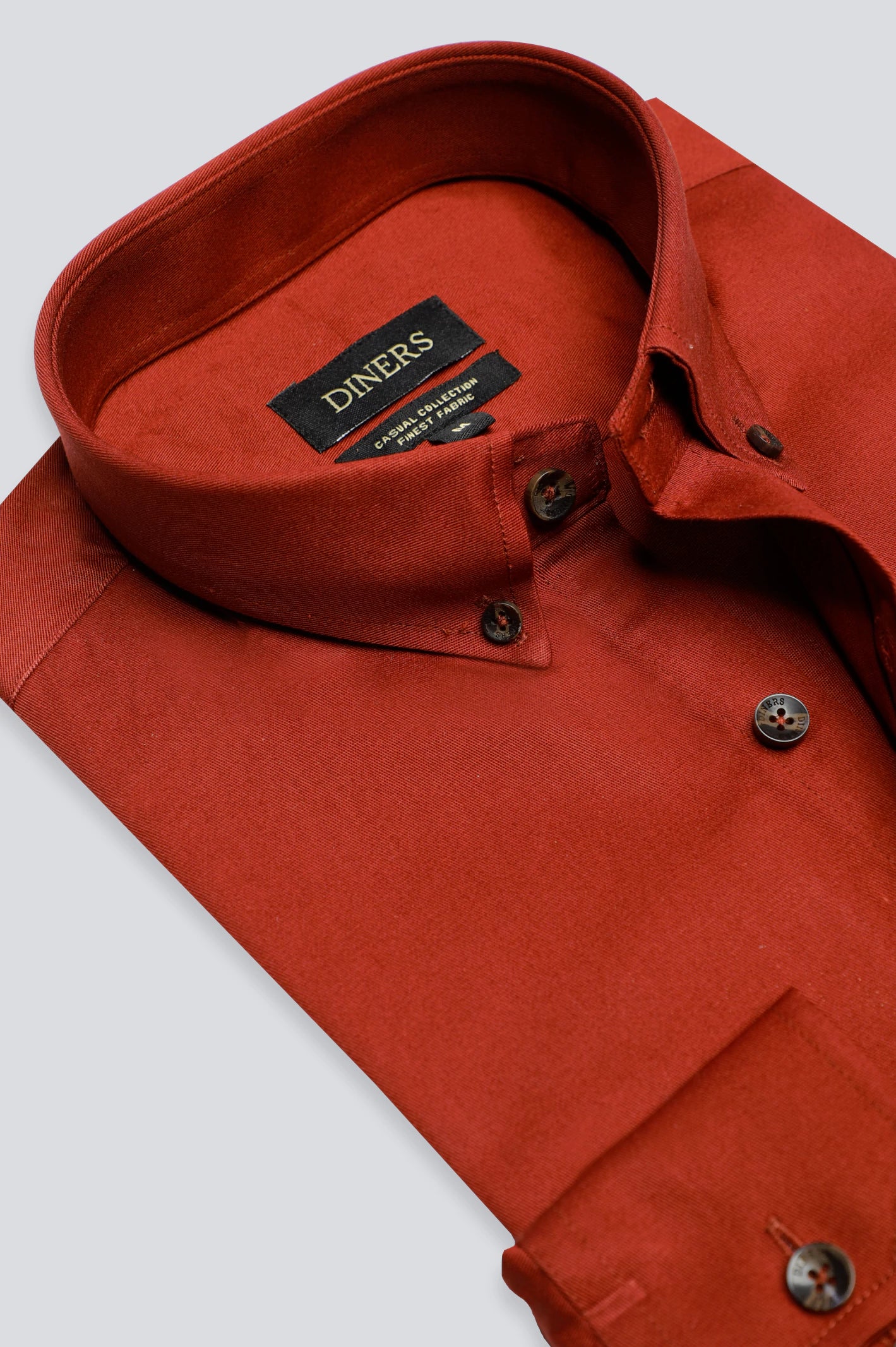 Rust Plain Casual Shirt - Image 2
