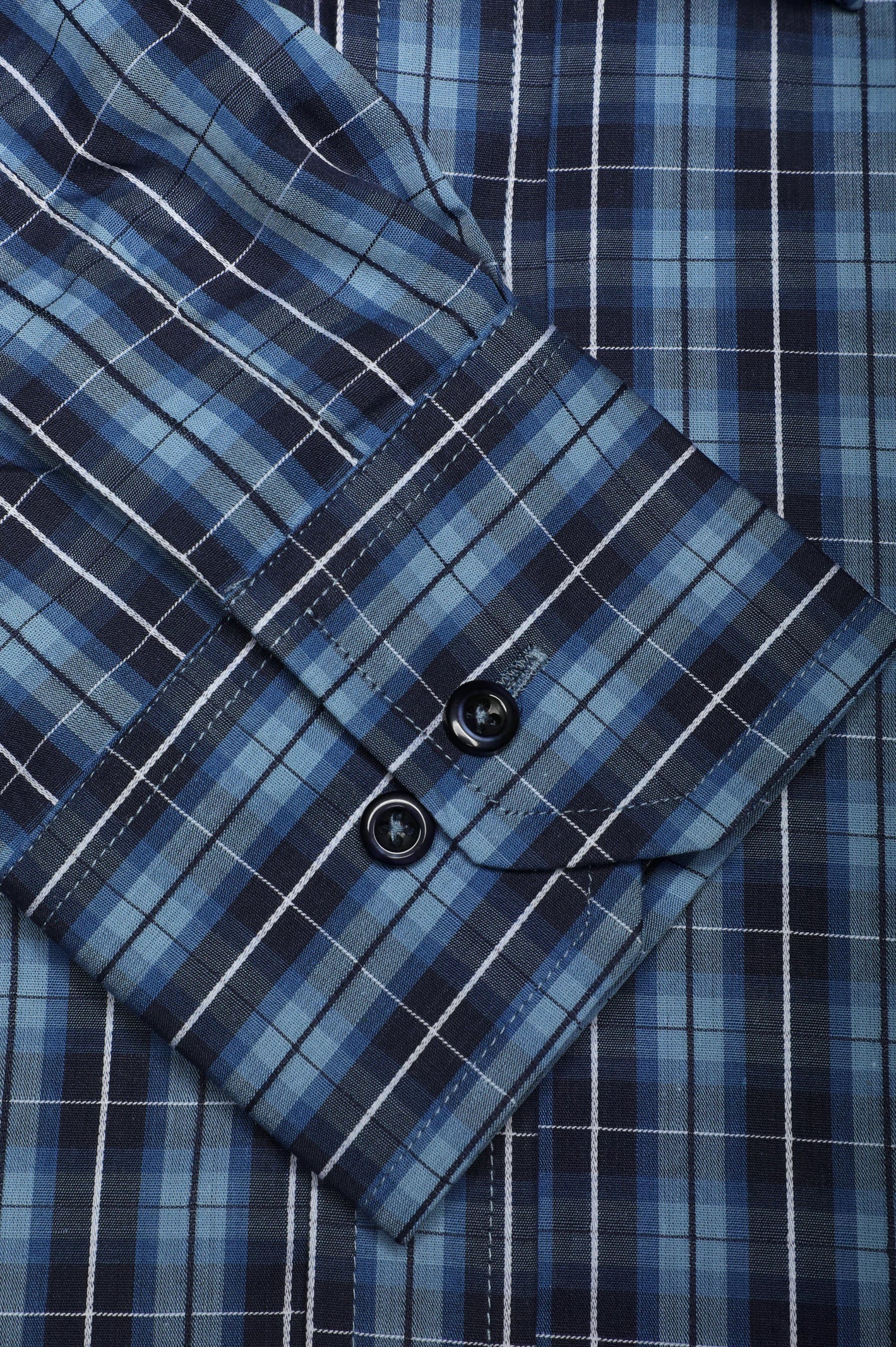 Blue Tattersall Check Casual Shirt - Image 3