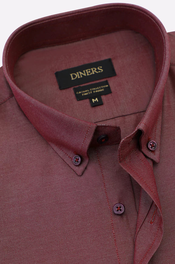 Maroon Self Textured Casual Shirt - Image 2