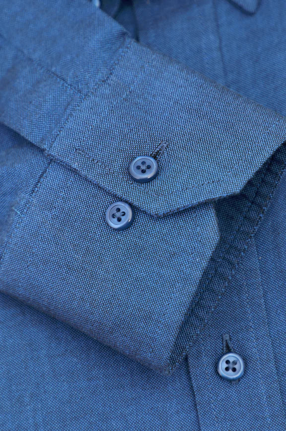 Blue Self Textured Casual Shirt - Image 3