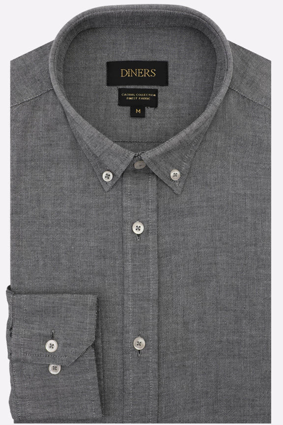 Grey Self Textured Casual Shirt