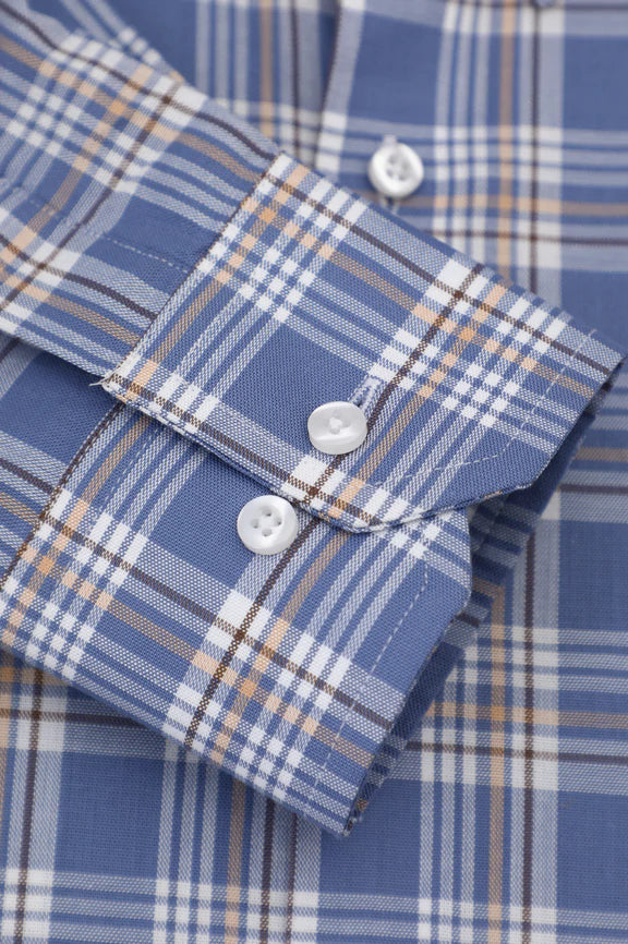 Blue Glen Plaid Check Casual Shirt - Image 3